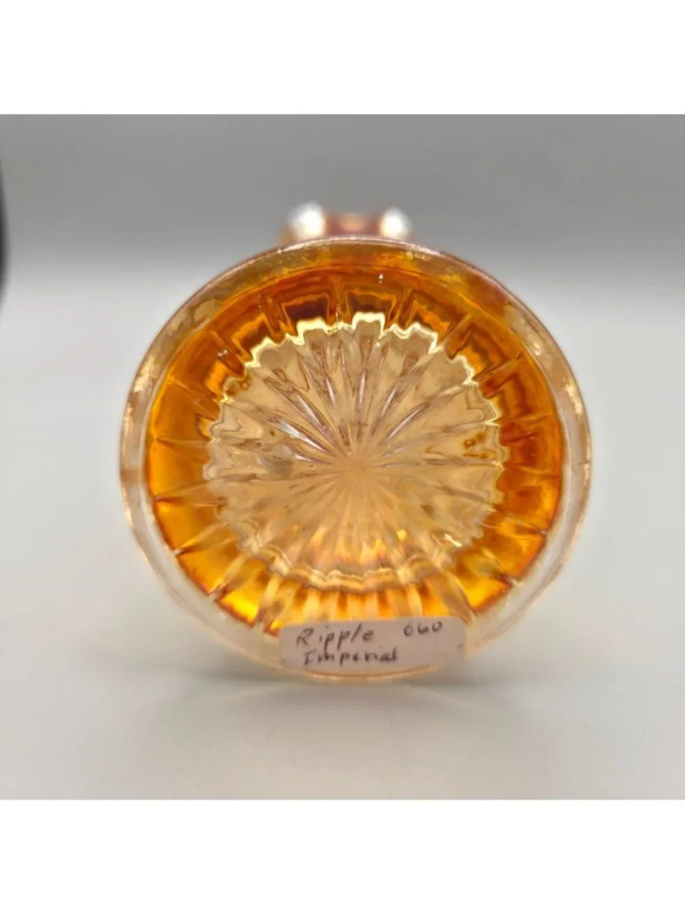 Vintage Imperial Ripple Carnival Glass Vase Ruffled Amber Iridescent Swung 11